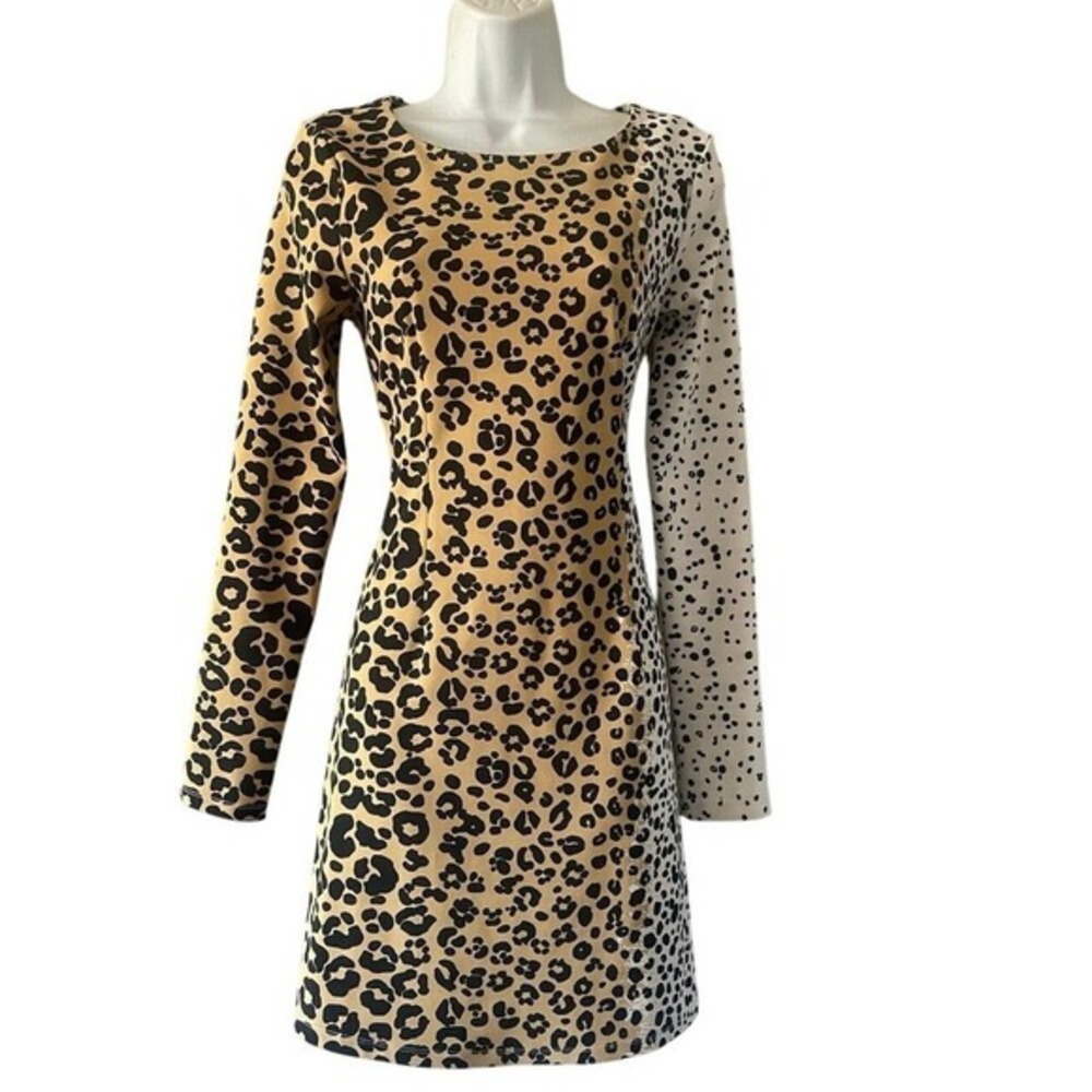 Julie Brown Animal Print Long Sleeve Shift Dress